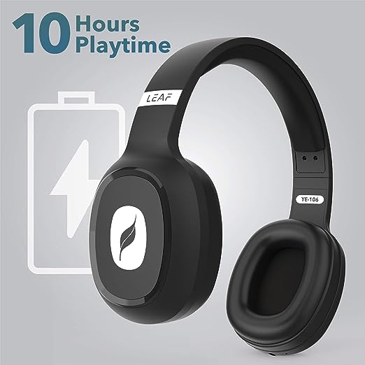 Leaf Bass Wireless Bluetooth Over Ear Headphones with Mic and 10 Hours Battery Life, Over Ear Headphones with Super Soft Cushions and Deep Bass (Carbon Black) Leaf Bass Wireless Bluetooth Over Ear Headphones with Mic and 10 Hours Battery Life, Over Ear Headphones with Super Soft Cushions and Deep Bass (Carbon Black)